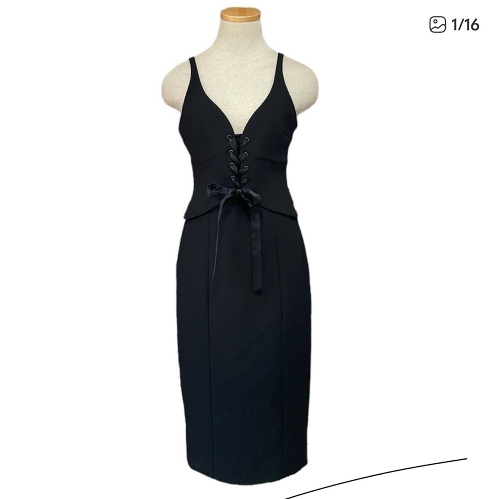 Cinq a Sept Women's Sleeveless Lace Up Sheath Midi Dress